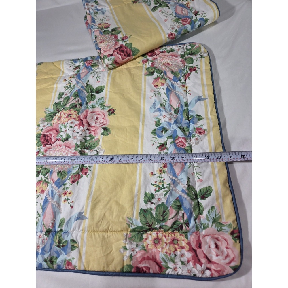 2 VTG Croscill Home Princess Standard Pillow Shams Shabby Floral Stripe Cottage - Picture 3 of 6